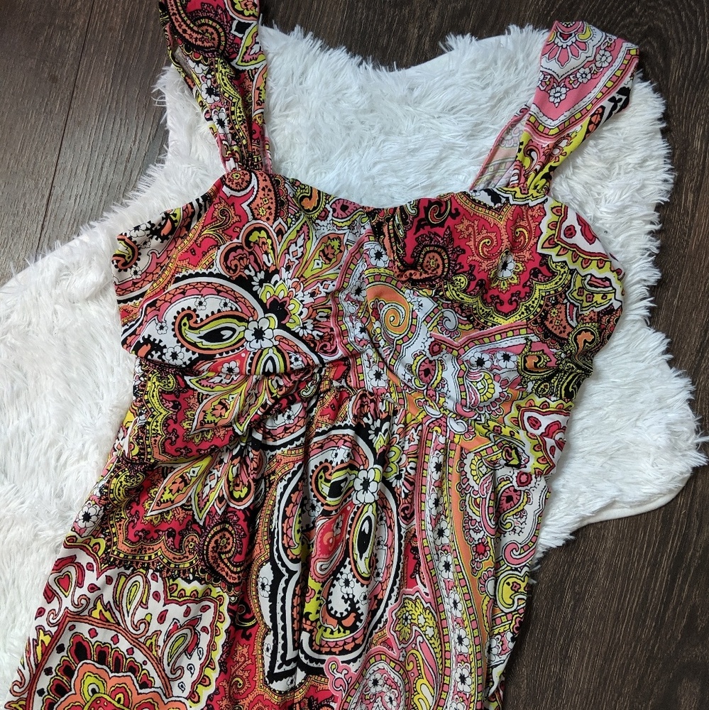 Paisley Maxi tank Dress, Neon/Retro vibes, XXL